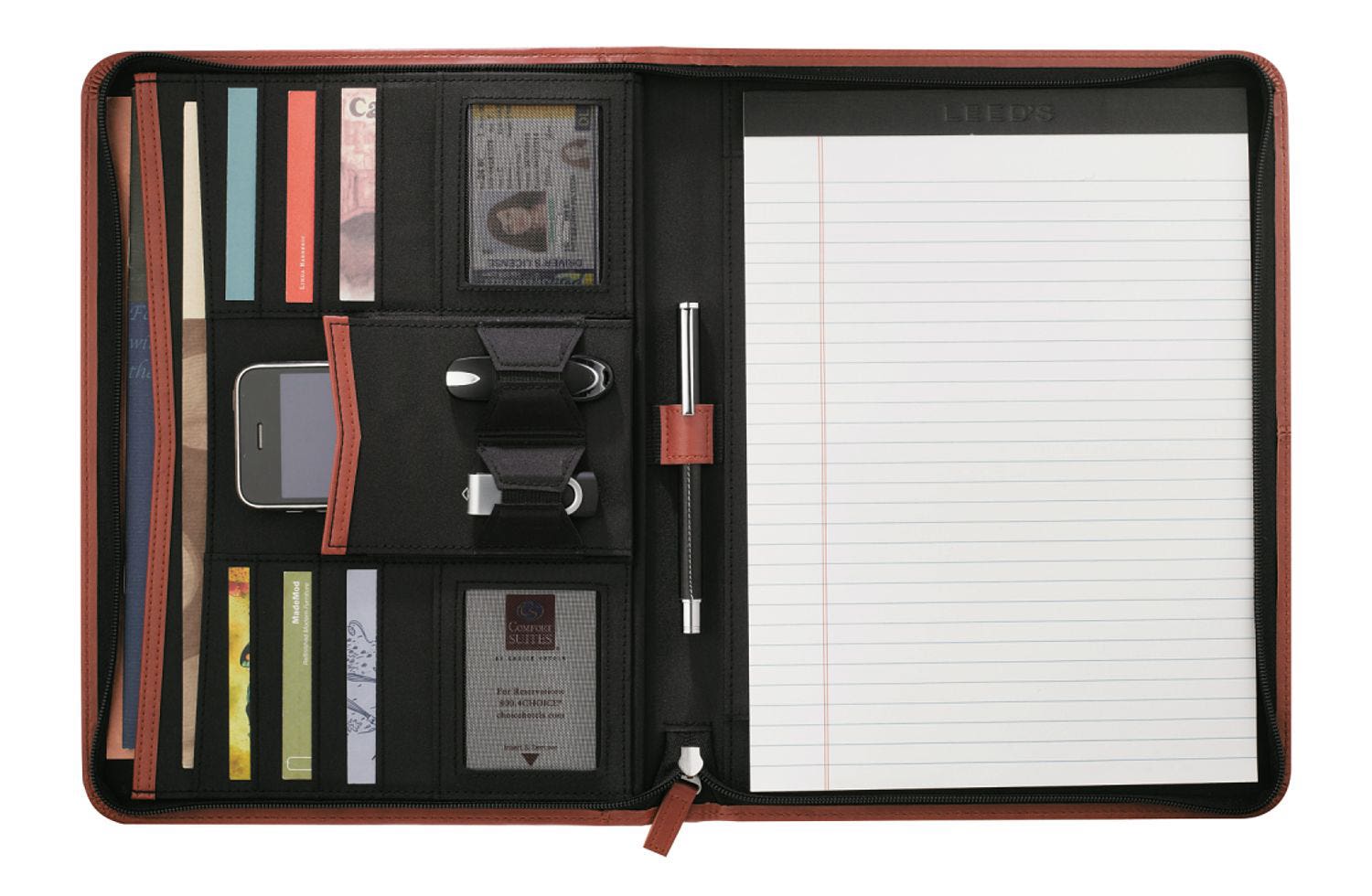 Pedova Zippered UltraHyde Padfolio with 11” x 8 ½” Notepad