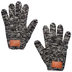 Heathered Knit Glove with Faux Leather Patch