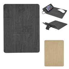 Woodgrain Qi Wireless Charging Mouse Pad with Phone Stand - 8 3/4" x 11 3/4"