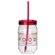 22 oz. Single Wall Plastic Mason Tumbler with Straw