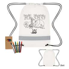 Reflective Coloring Drawstring Bag With Crayons