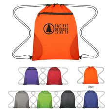 Polyester Drawstring Bag with Pocket - 14" x 18"