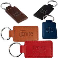 Faux Leather Rectangle Key Ring