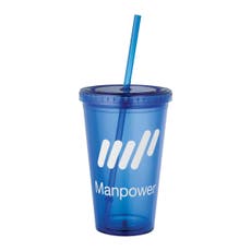 16 oz. Double Wall Acrylic Tumbler with Straw