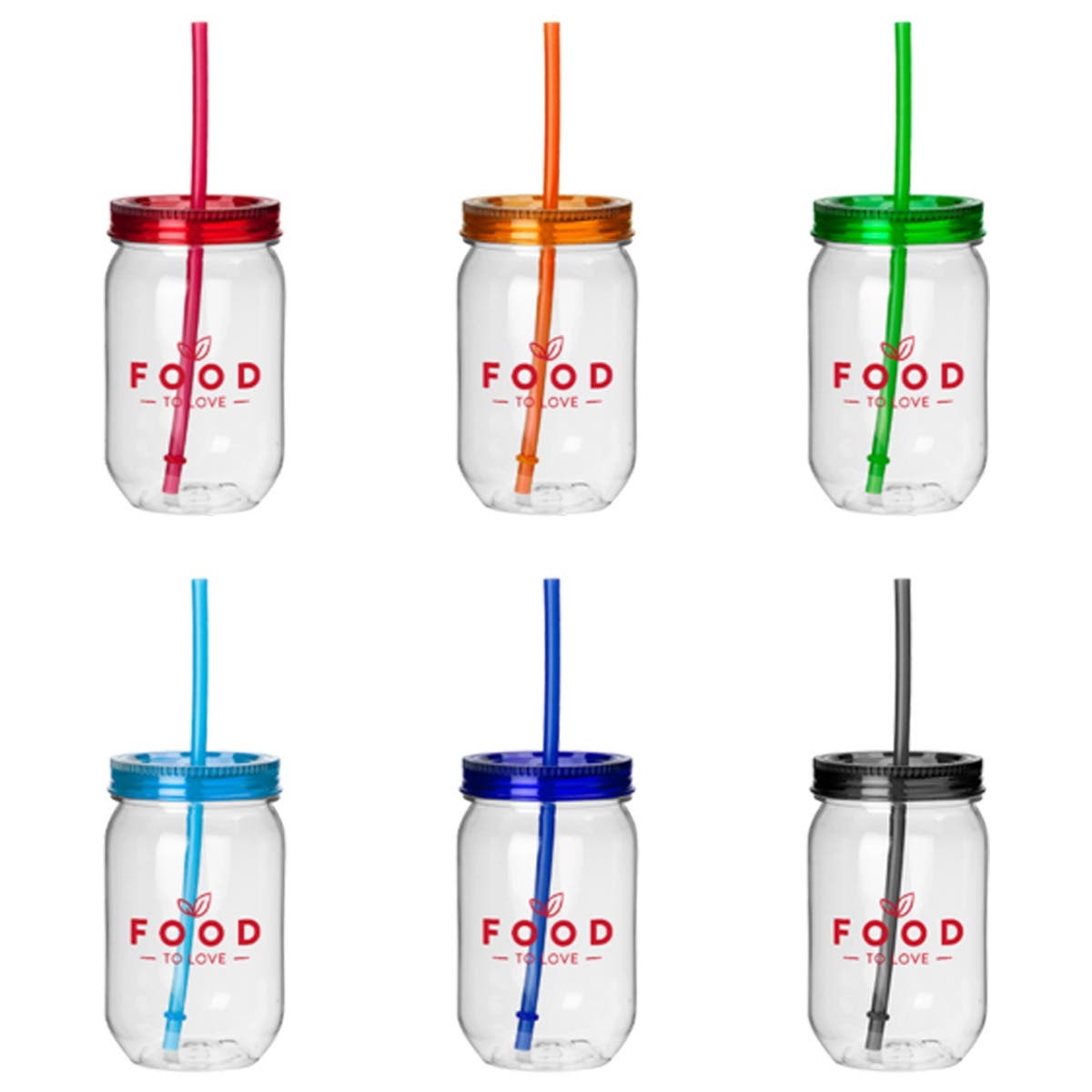 22 oz. Single Wall Plastic Mason Tumbler with Straw