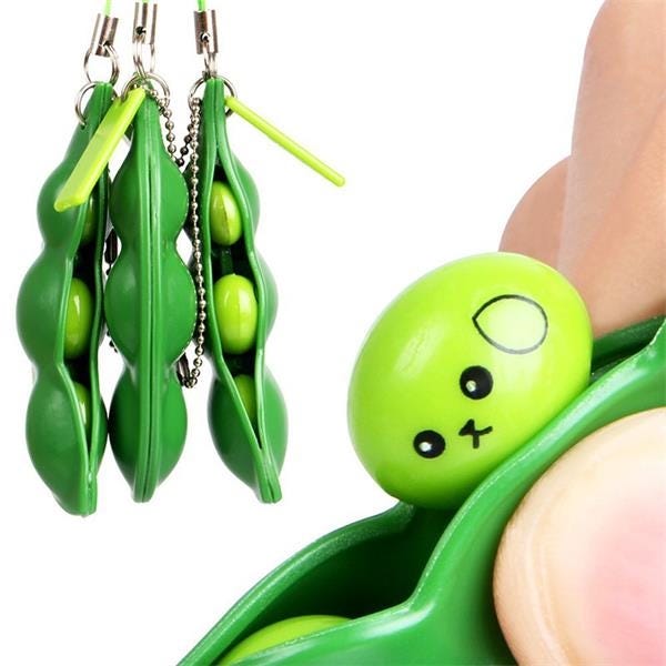 Pop Fidget Pea Pod Stress Reliever Keychain