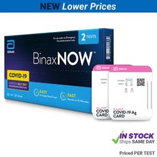 Abbott BinaxNOW COVID-19 Ag Home Card Test - 2 Tests per Box (priced per test)