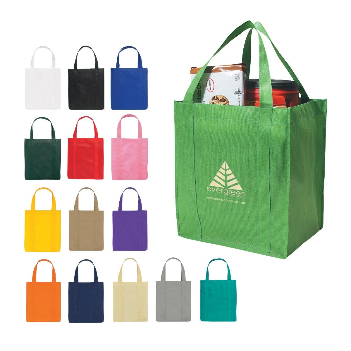 Recyclable Non-Woven Grocery Tote - 13" x 15" x 10