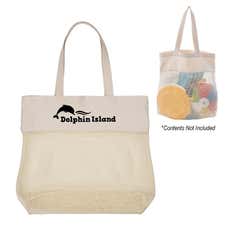 Natural Mesh Market Tote Bag - 17 1/2" x 15 1/2" x  4 1/2"