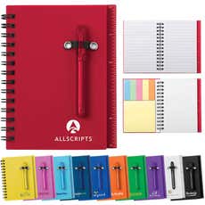 Spiral Notebook with Sticky Notes, Pen & Ruler - 4 1/4" x 5 1/2"