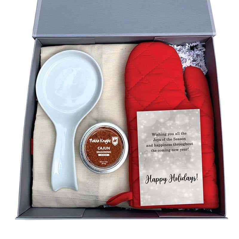 Cooking Gift Set with Apron, Oven Mitt, Spoon Rest and Cajun Spices