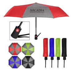 Auto-Open Folding Heathered Pongee Umbrella - 42" arc