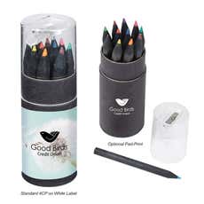 Black Tube 12-Piece Colored Pencil Set with Sharpener