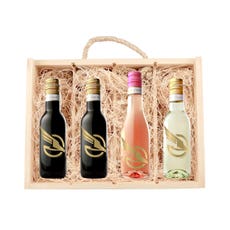 4-Pack Mini Wine Bottle Gift Set in Slide-Top Wooden Box