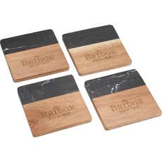 Black Marble and Wood Coaster Set