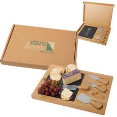 Eco-Friendly Bamboo and Slate Cheese Board Set