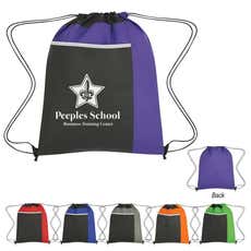 Non-Woven Drawstring Bag with Pocket - 14" x 17 3/4"