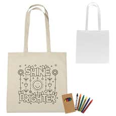 Cotton Coloring Tote with Crayons