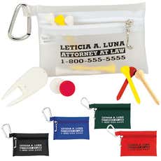 Golf Tee Kit in Zip Bag with Metal Clip