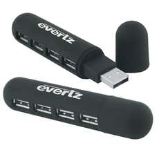 Slim Textured Rubber Finish 4-Port USB Hub