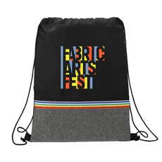 RPET Polyester Rainbow Drawstring Bag - 16 1/2" x 13"