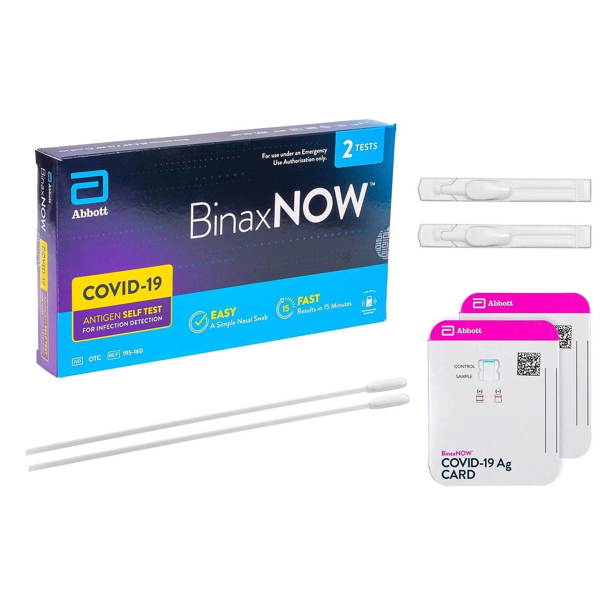 Abbott BinaxNOW COVID-19 Ag Home Card Test - 2 Tests per Box (priced per test)