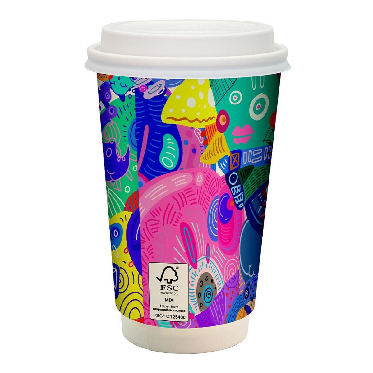 16 oz. Full Wrap Paper Cup with Lid