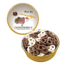 Assorted Chocolate Mini Pretzels in Large Tin