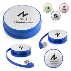 Two-Tone Round Portable 4-Port USB Hub