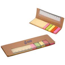 Sticky Notes in Cardboard Holder with Built-In Ruler