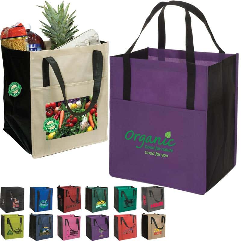 Recyclable Two-Tone Non-Woven Tote - 13" x 15" x 10"