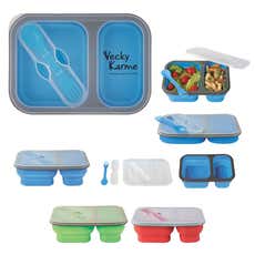 Silicone Collapsible Divided Food Container with Untensils