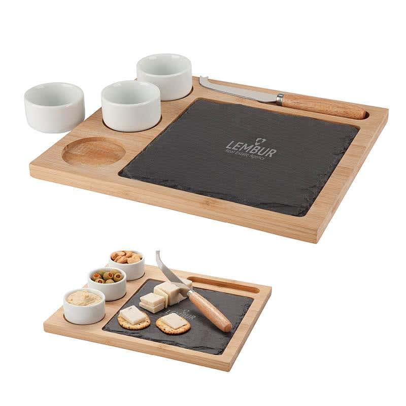 Masia 6-Piece Cheese Set with Nesting Ceramic Cups & Knife