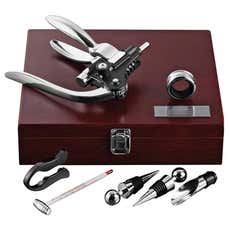 9-Piece Wine Set with Cherry-Polished Wooden Case