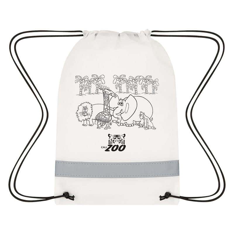 Reflective Coloring Drawstring Bag With Crayons