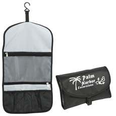 Folding Polyester Toiletry Bag with Hanging Hook - 11" x 20"