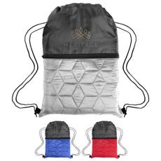 Two-Tone Quilted Drawstring Tote - 14" x 17"